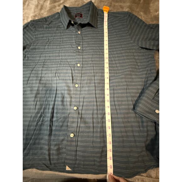 Untuckit Size XXXL Men Button Up Shirt Blue Thin Striped Causal Long Sleeve - Picture 5 of 5